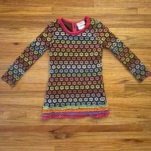 Emily Rose Kids Nina Brown & Multicolored Flower Long Sleeve Shift Dress, Size 6